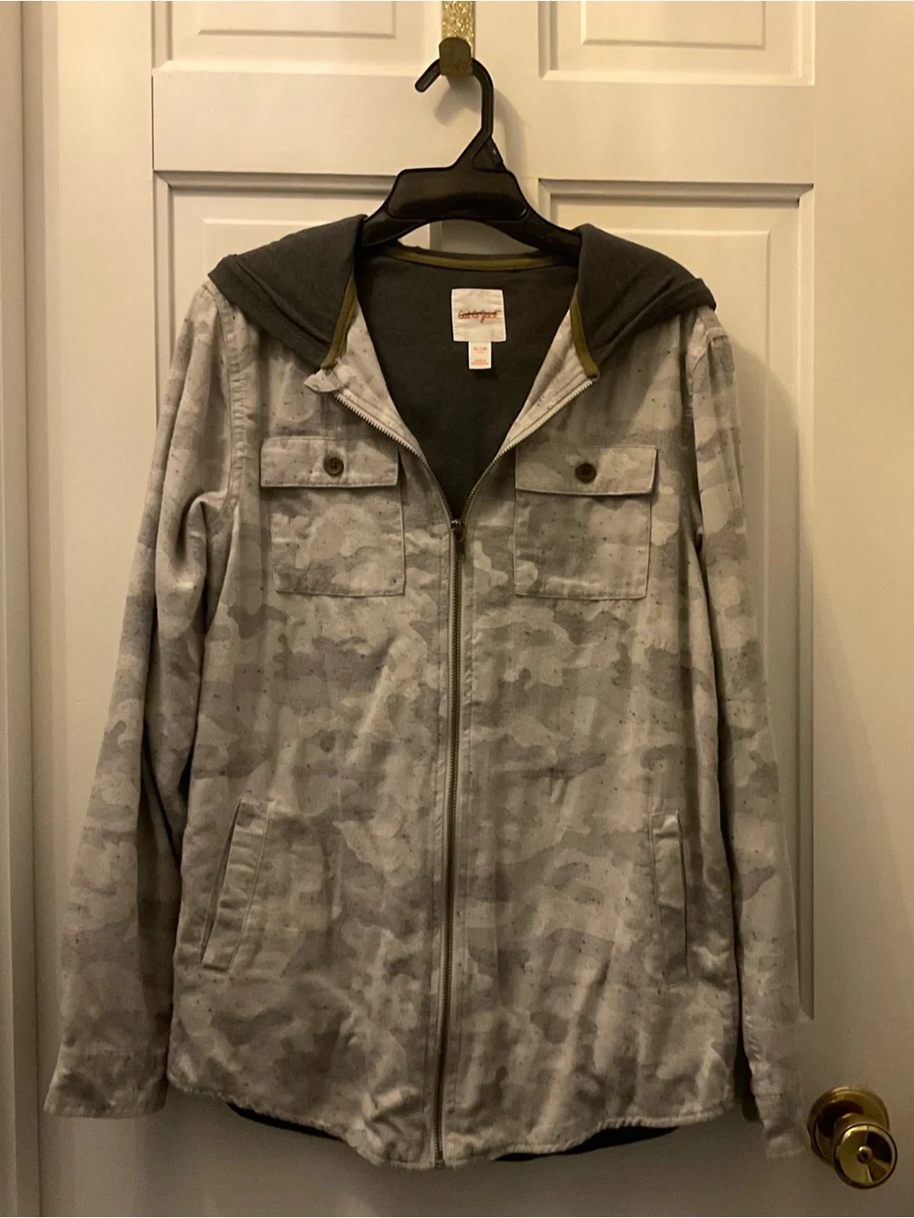 Cat & Jack Light Gray Camo Hooded Utility Jacket
